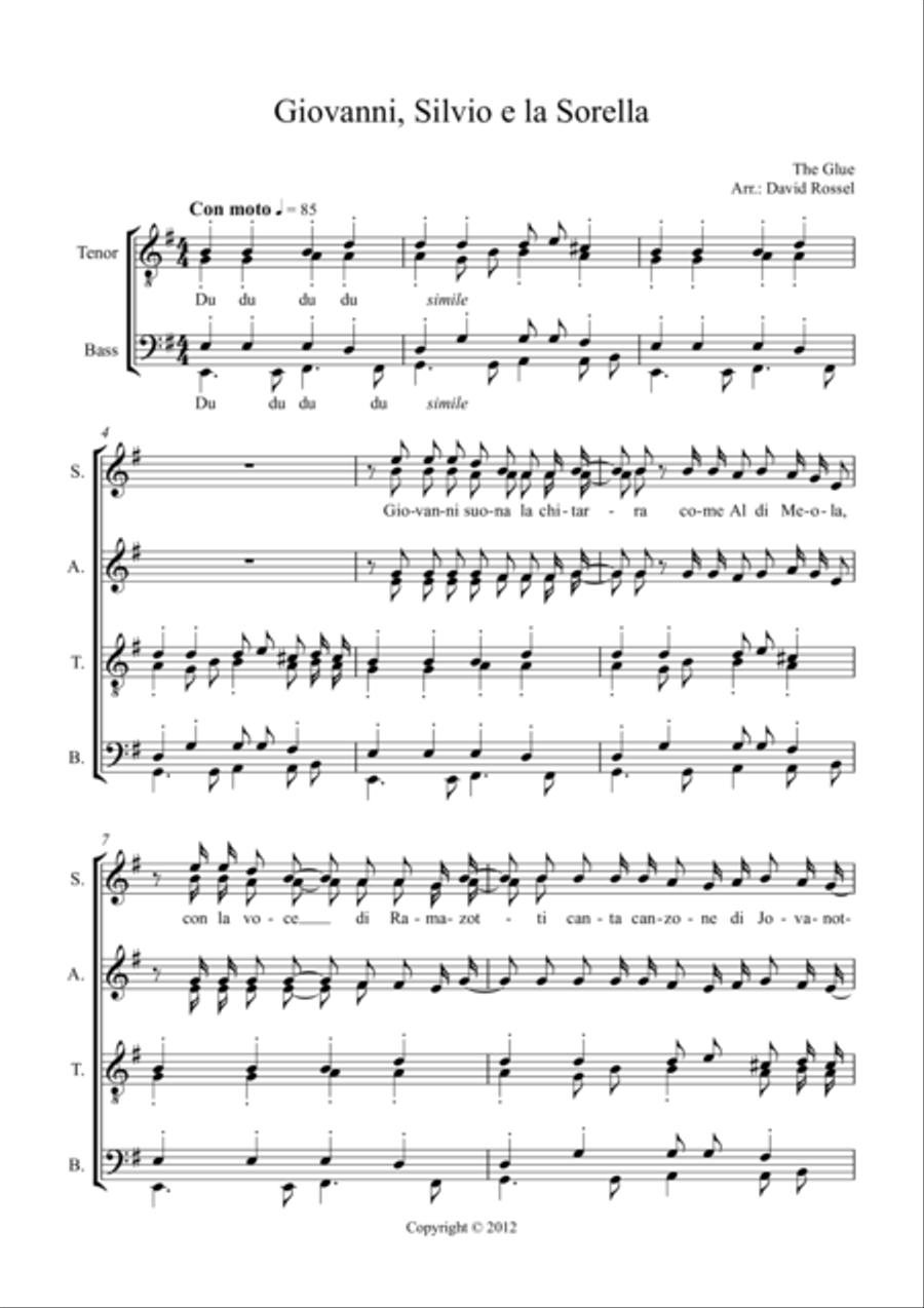 Giovanni Silvio e la Sorella Choir scores gallery preview page 1