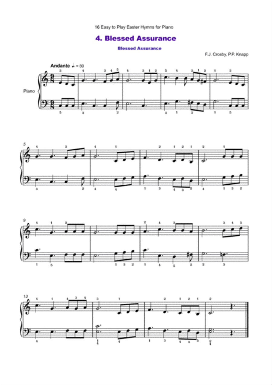 16 Easy to Play Easter Hymns for Piano Piano Solo scores gallery preview page 5