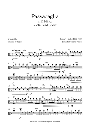Passacaglia - Easy Viola Lead Sheet in Dm Minor (Johan Halvorsen's Version)