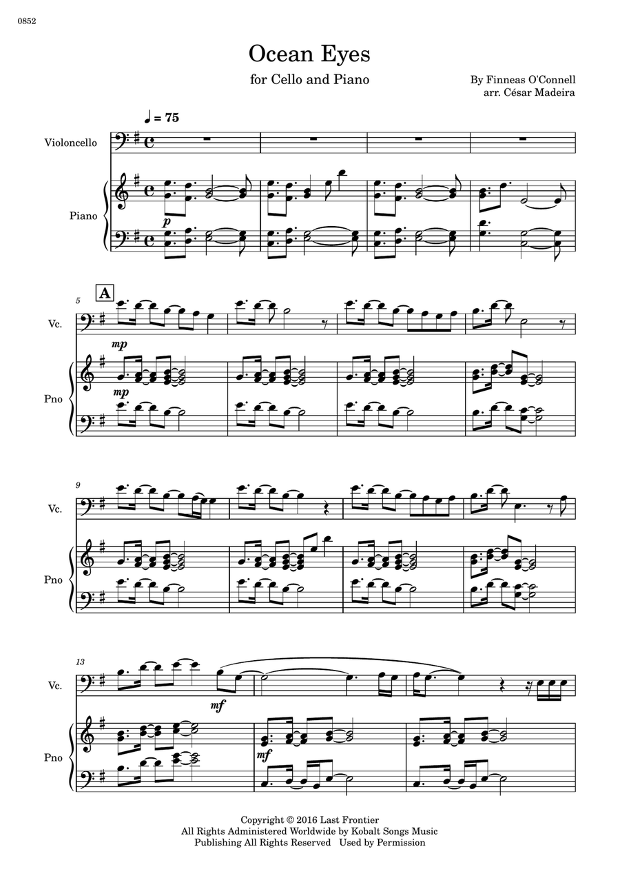Ocean Eyes Piano scores gallery preview page 2