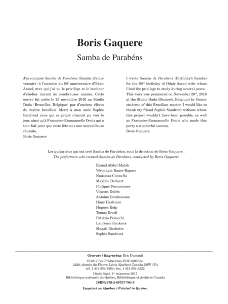 Samba de Parabéns Guitar Ensemble scores gallery preview page 1