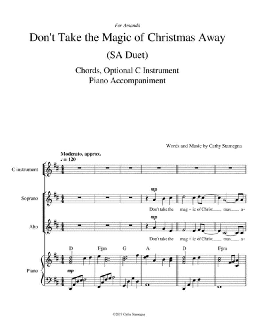 Don't Take the Magic of Christmas Away (SA Duet, Optional C Instrument, Chords, Piano Acc.) image number null