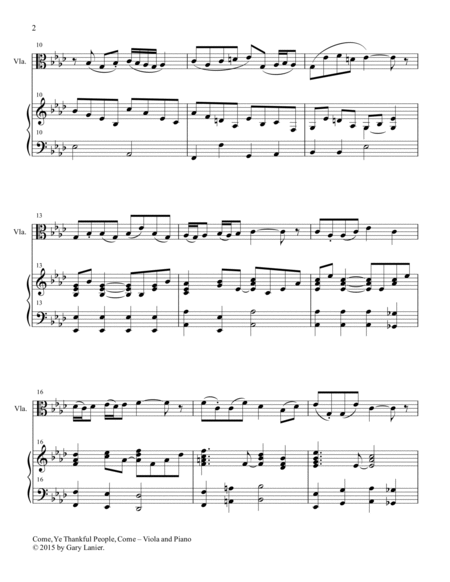 THREE THANKSGIVING HYMNS for Viola & Piano (Score & Parts included) image number null