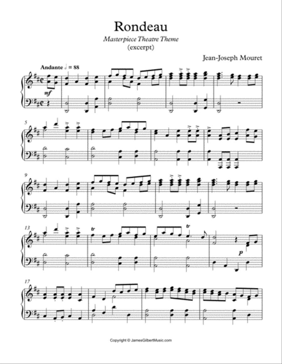 Rondeau (Masterpiece Theatre Theme) Piano Method scores gallery preview page 1