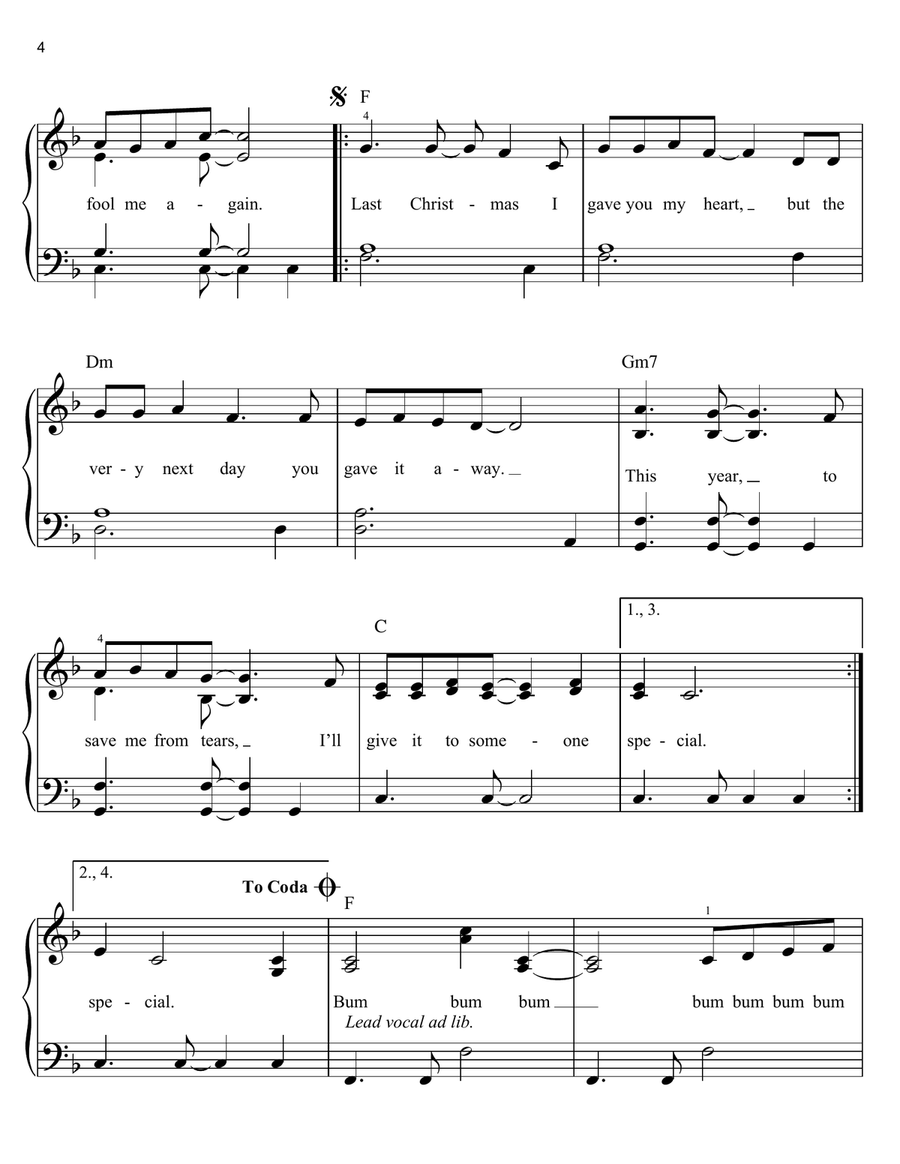 Last Christmas Easy Piano scores gallery preview page 4