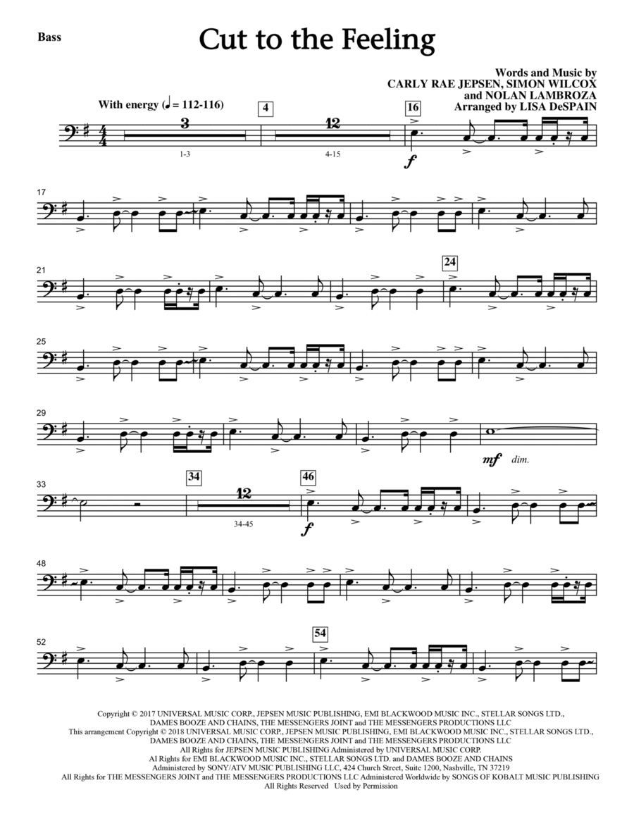 Cut To The Feeling - Bass Choir scores gallery preview page 1