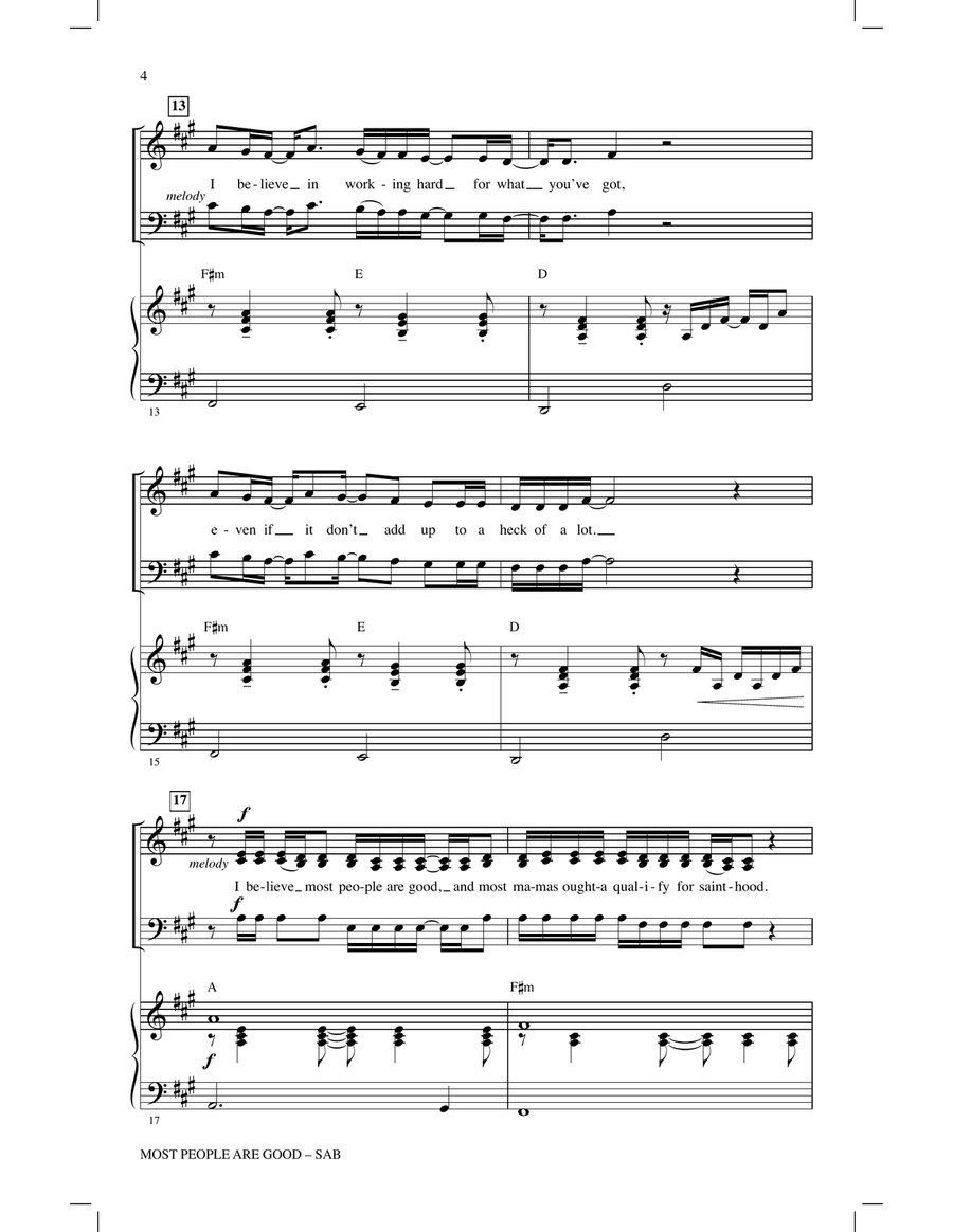 Most People Are Good (arr. Ed Lojeski) 3-Part scores gallery preview page 3