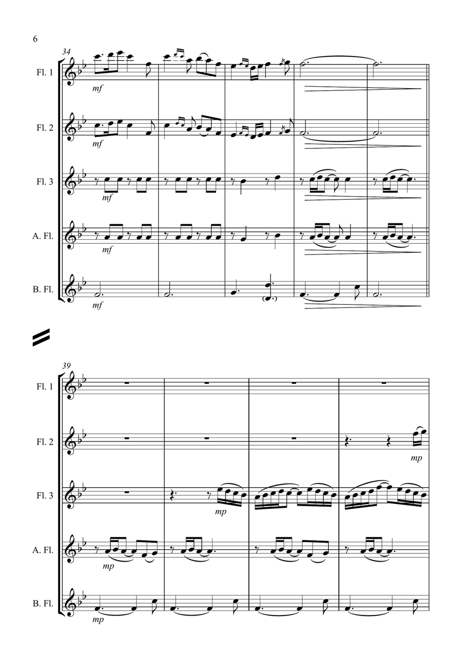Lough Erin Shore - For Flute Choir Woodwind Quintet scores gallery preview page 6