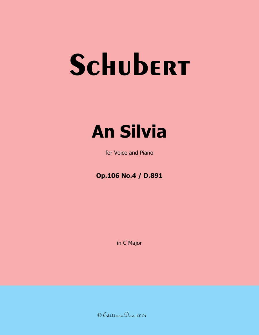 An Silvia, by Schubert, D.891, in C Major Voice scores gallery preview page 1