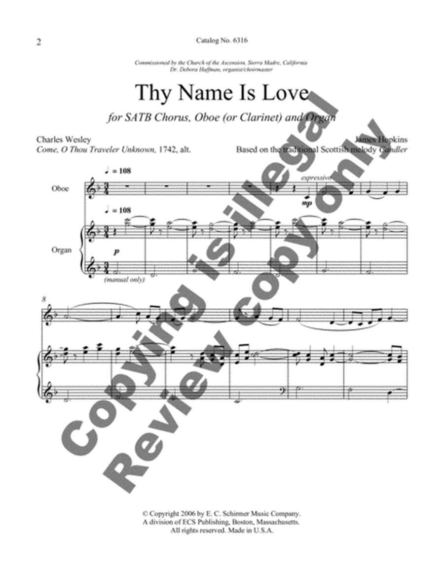 Thy Name is Love (Choral Score) image number null
