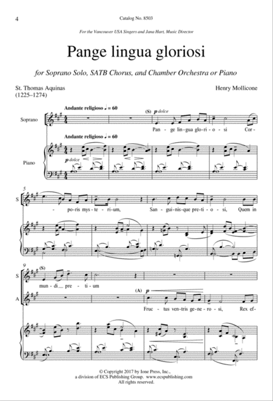Pange lingua gloriosi from Four Sacred Choruses 4-Part scores gallery preview page 4