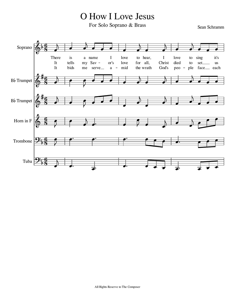 O How I Love Jesus O How I Love Jesus Brass Ensemble scores gallery preview page 1