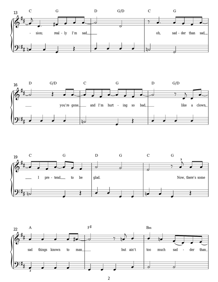 The Tears Of A Clown Easy Piano scores gallery preview page 2