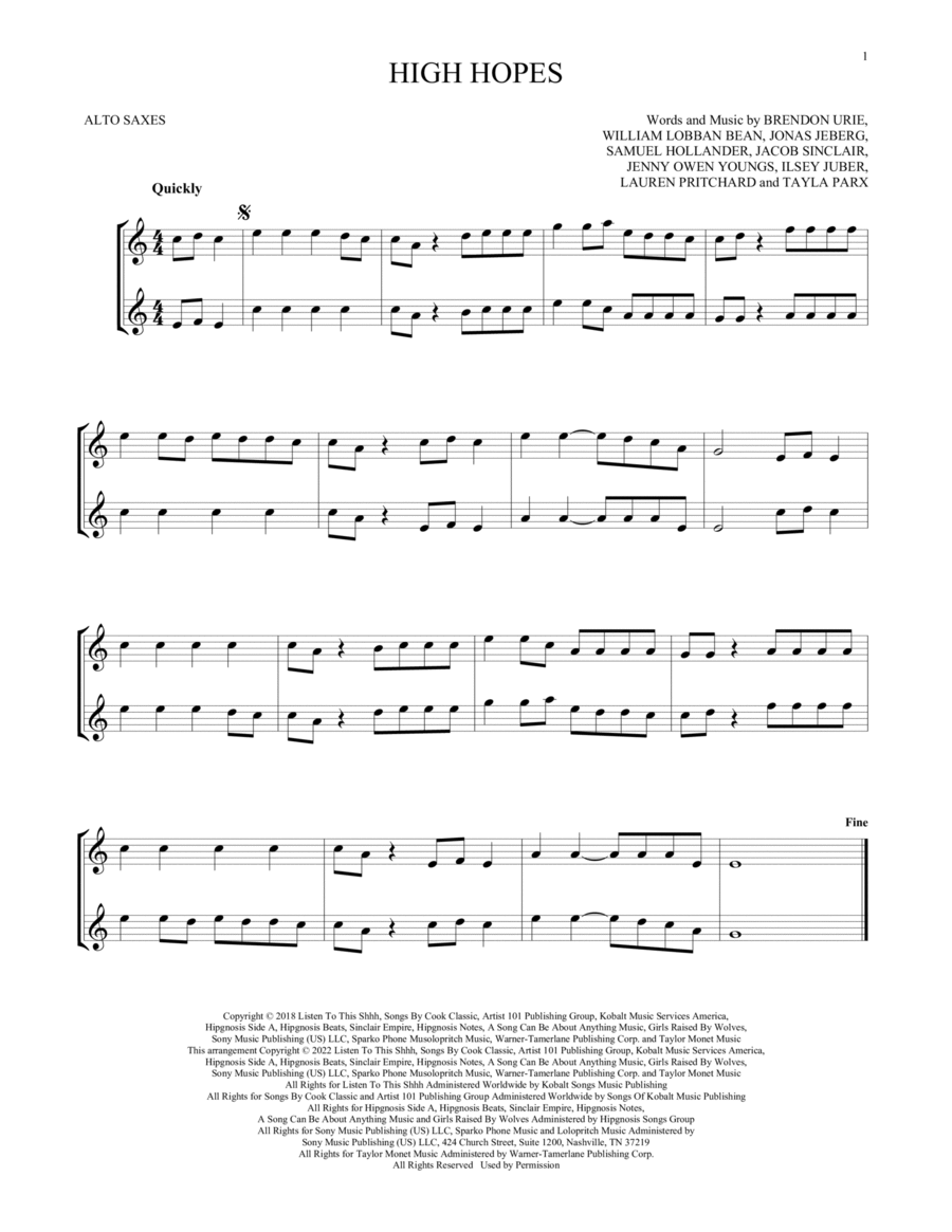 High Hopes High Hopes Woodwind Duet scores gallery preview page 1