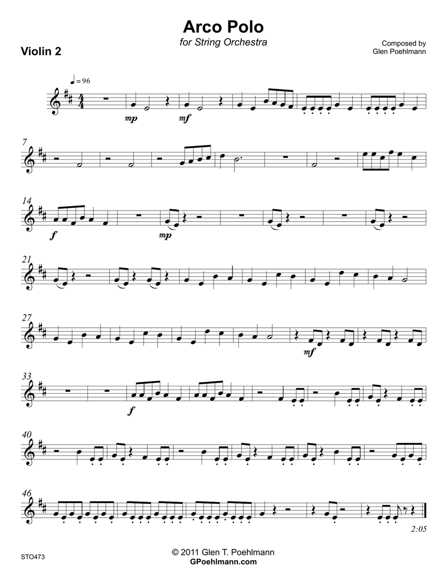 ARCO POLO - original composition for ELEMENTARY STRING ORCHESTRA. Grade 2. String Orchestra scores gallery preview page 6