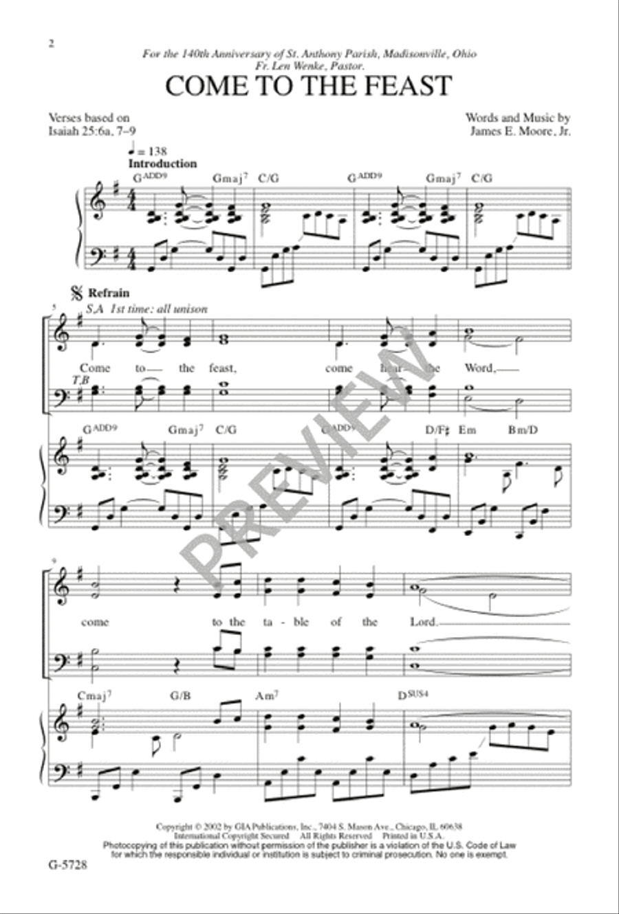 Come to the Feast 4-Part scores gallery preview page 2