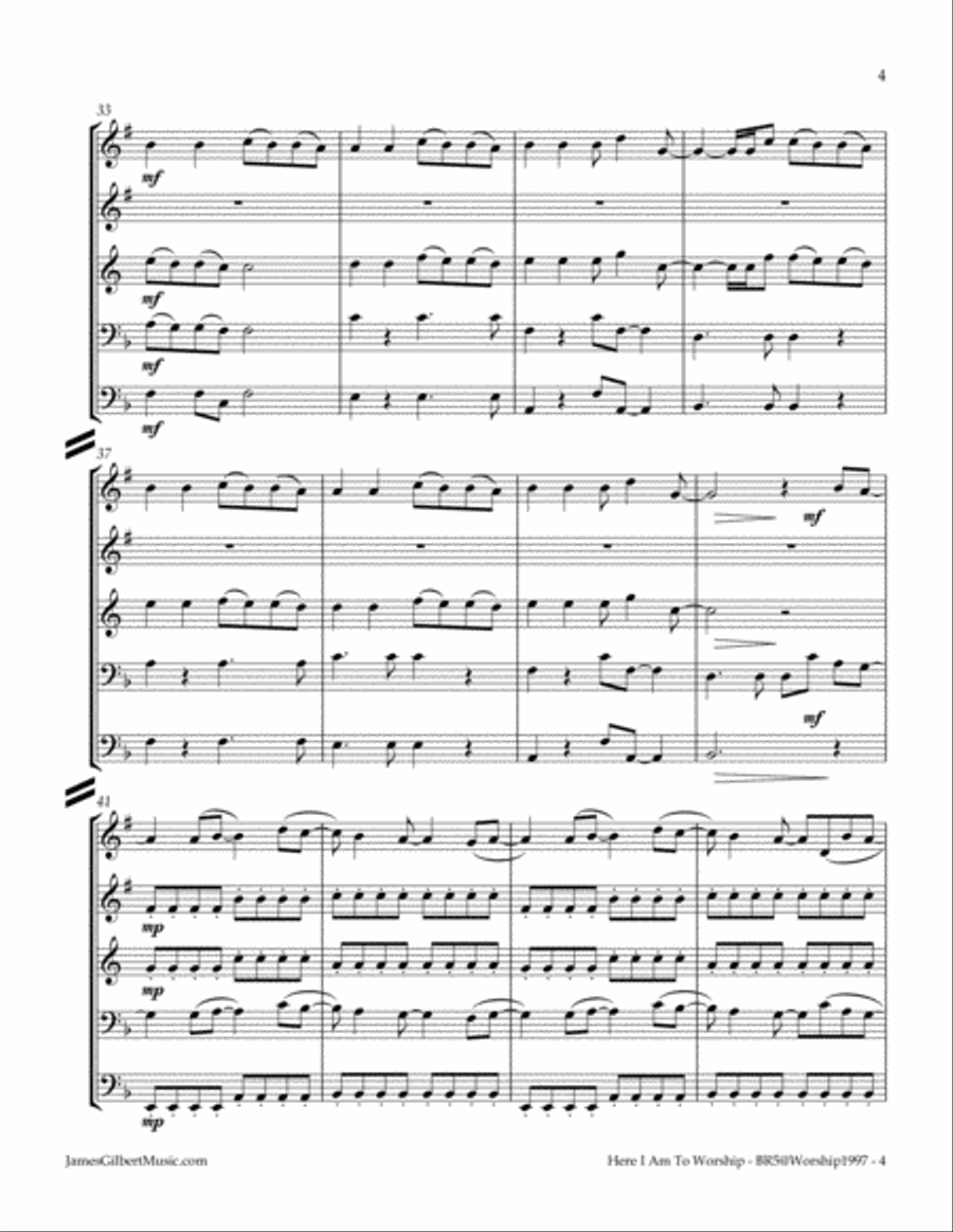 Here I Am To Worship Here I Am To Worship Brass Ensemble scores gallery preview page 5