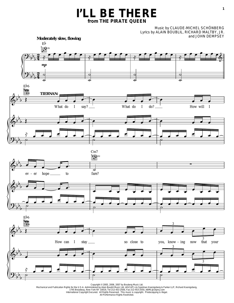 I'll Be There (from The Pirate Queen) Piano, Vocal, Guitar scores gallery preview page 1