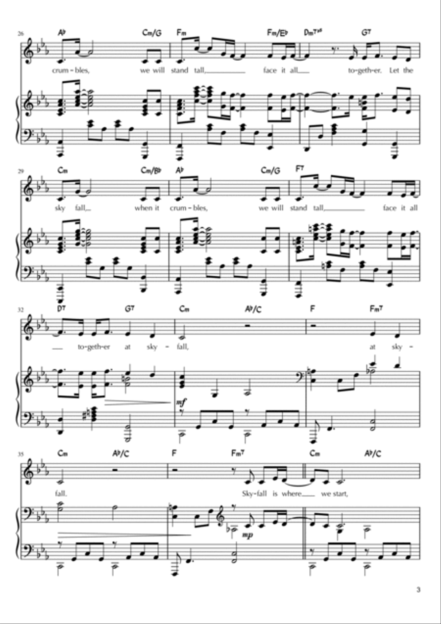 Skyfall Piano, Vocal, Guitar scores gallery preview page 3