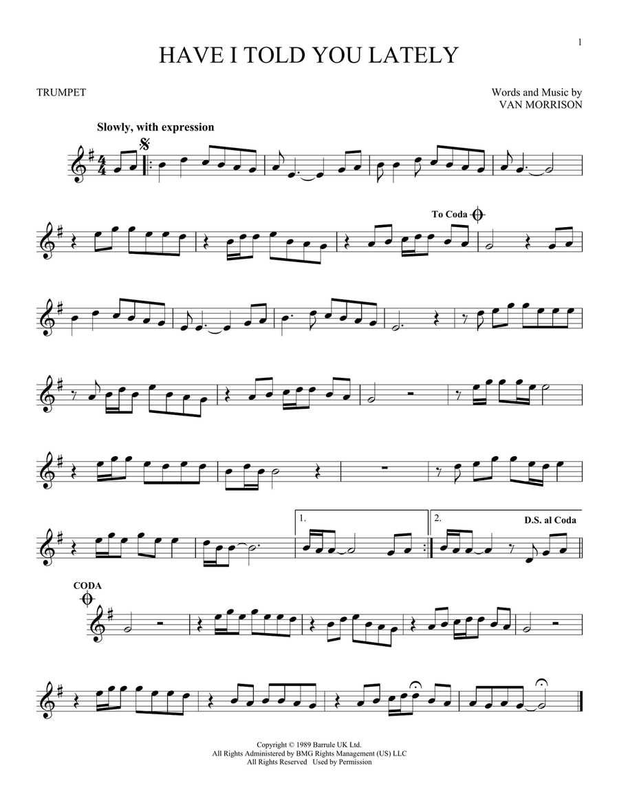 Have I Told You Lately Trumpet Solo scores gallery preview page 1