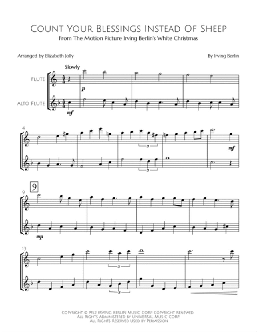 Count Your Blessings Instead Of Sheep Flute Duet scores gallery preview page 2