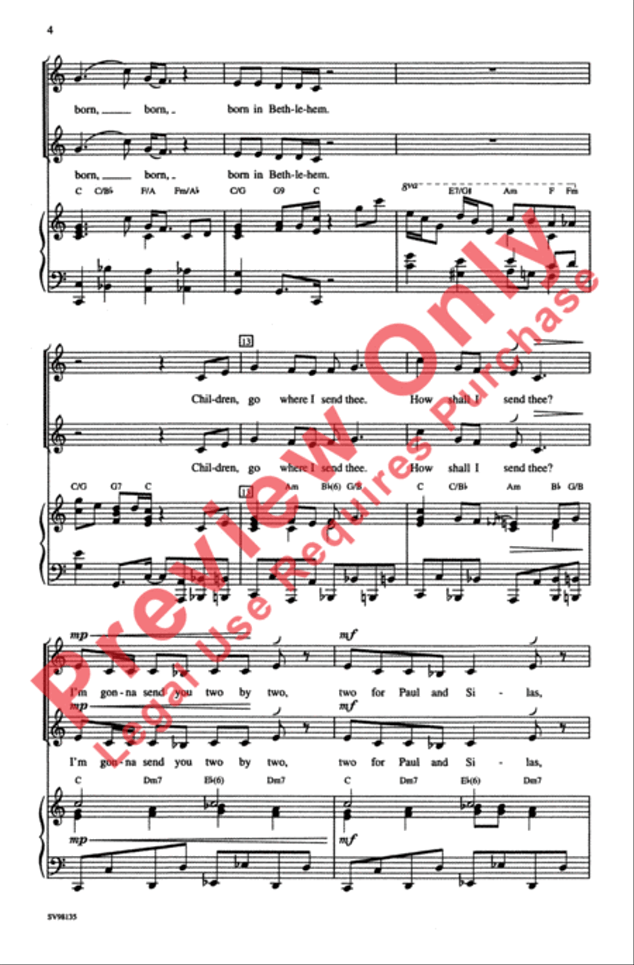 Children, Go Where I Send Thee 2-Part scores gallery preview page 3