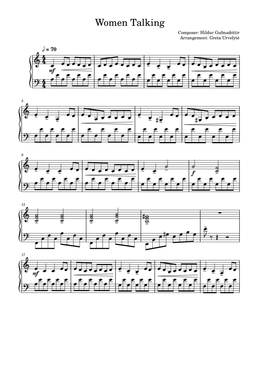 Women Talking Women Talking Piano Solo scores gallery preview page 1