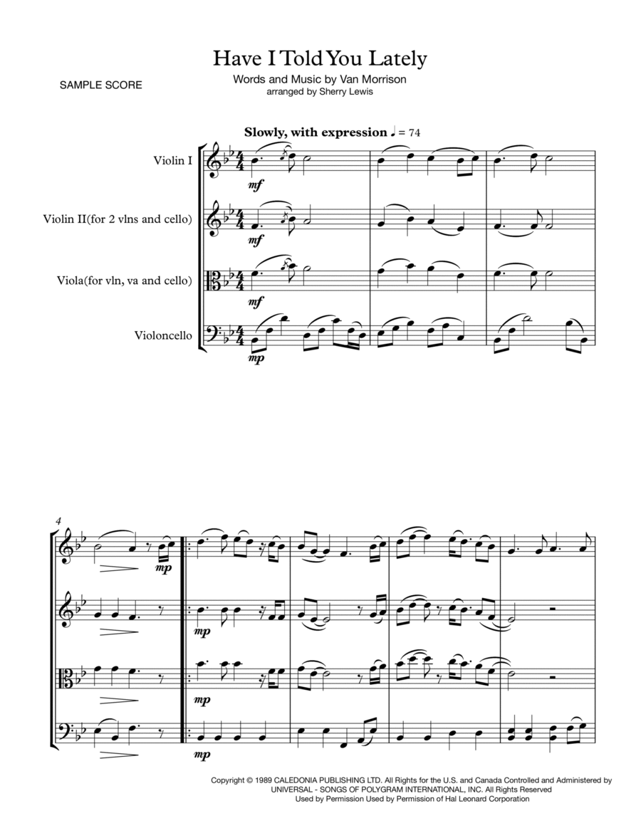 Have I Told You Lately String Trio scores gallery preview page 1