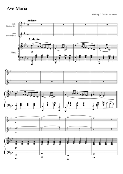 Caccini "Ave Maria" Piano Trio/ Baritone Sax duet  image number null
