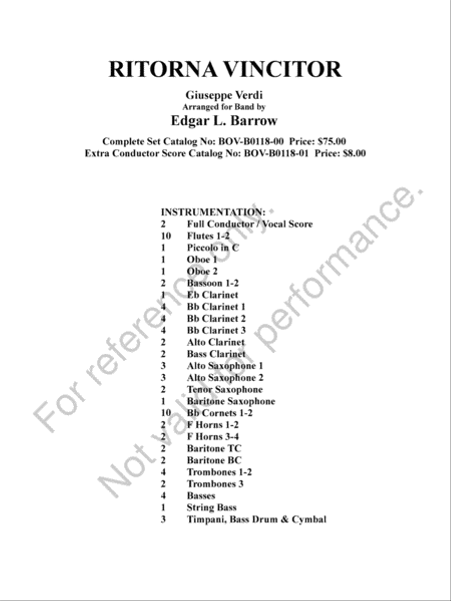 Ritorna Vincitor Ritorna Vincitor Concert Band scores gallery preview page 3