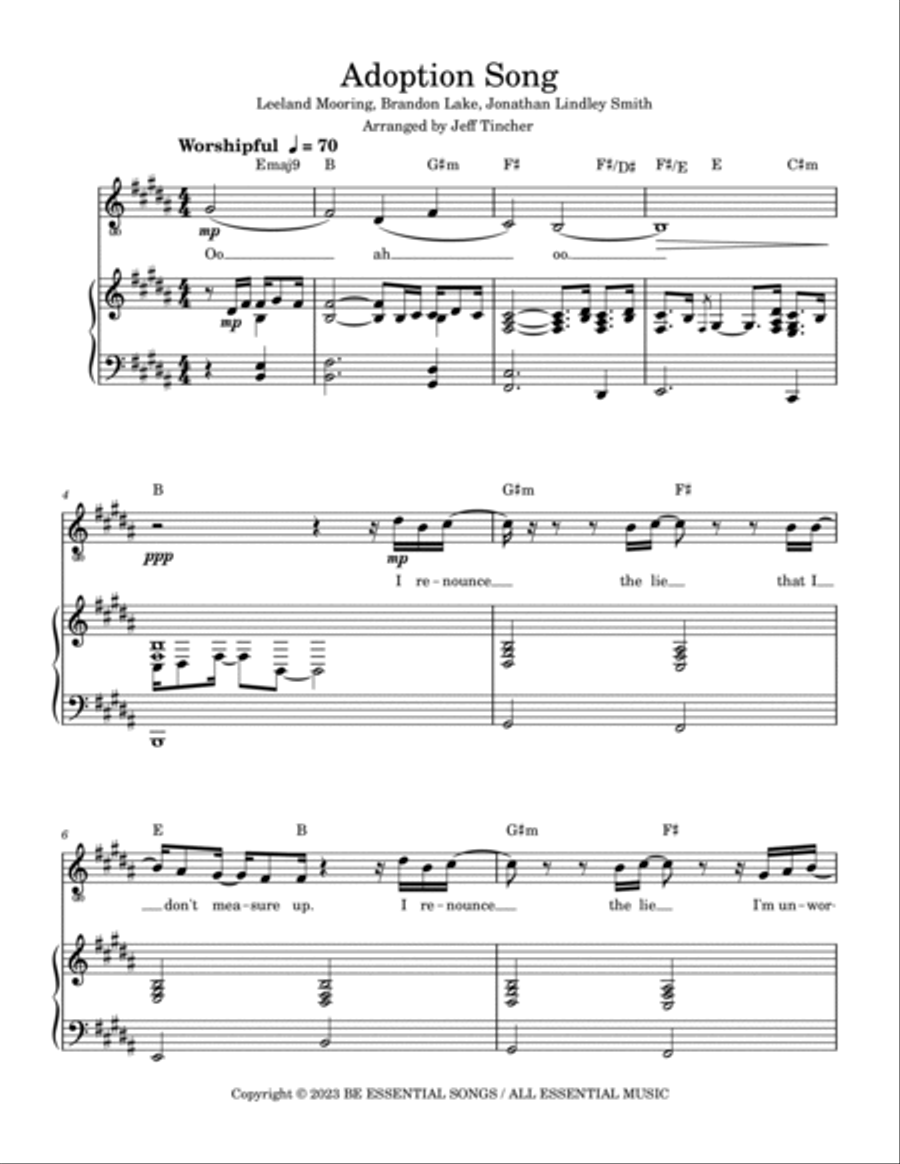 Adoption Song Piano, Vocal, Guitar scores gallery preview page 2