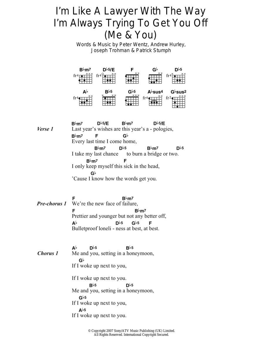 I'm Like A Lawyer With The Way I'm Always Trying To Get You Off (Me and You) Guitar scores gallery preview page 1