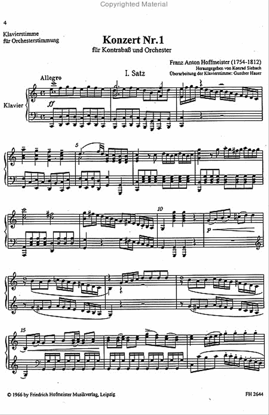 Konzert Nr. 1 für Kontrabass und Orchester / KlA Orchestra scores gallery preview page 2