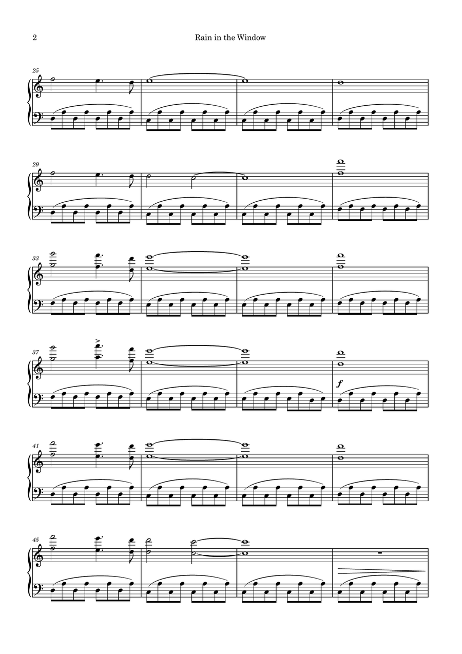 Rain in the Window Piano Solo scores gallery preview page 2
