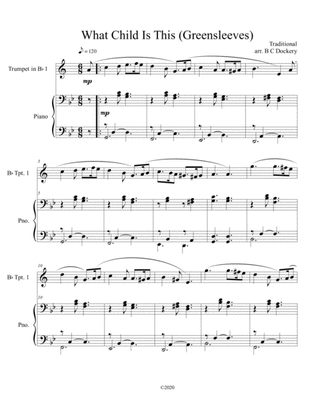 What Child Is This (Greensleeves) for solo trumpet with optional piano accompaniment