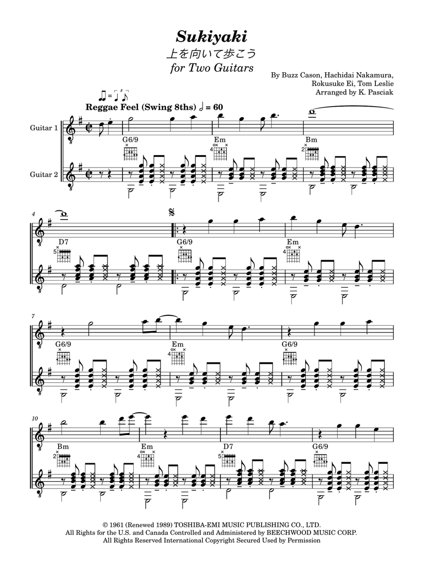 Sukiyaki Sukiyaki Guitar scores gallery preview page 2