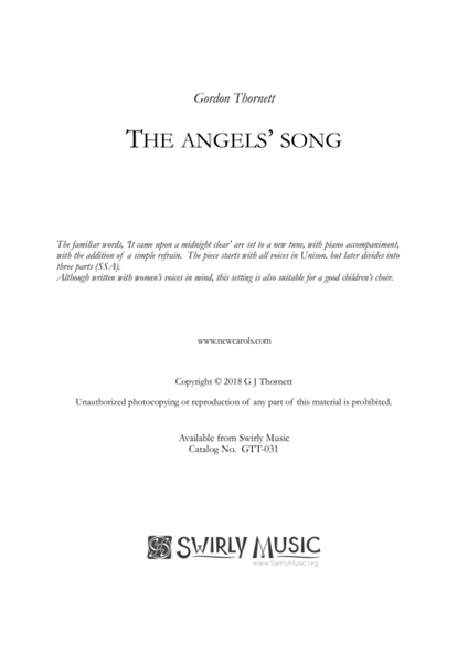 The Angels" Song (SSA) SSA - Digital Sheet Music