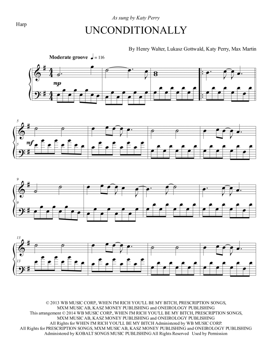 Unconditionally Unconditionally Harp scores gallery preview page 1