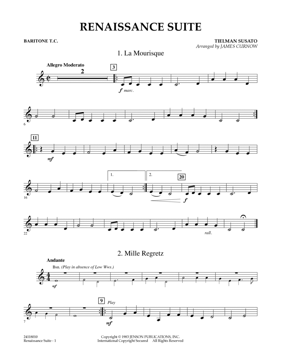 Renaissance Suite - Baritone T.C. Concert Band scores gallery preview page 1