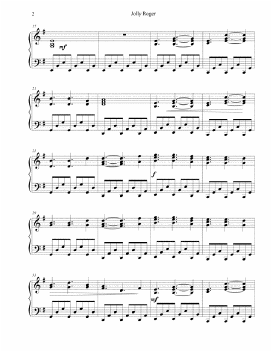 5 Super Fun Songs for Pirates Piano Solo scores gallery preview page 6