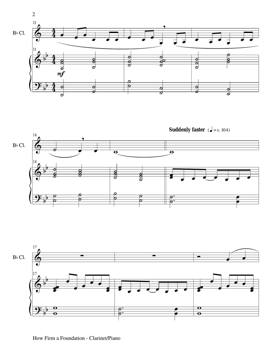 HOW FIRM A FOUNDATION (Bb Clarinet/Piano and Clar Part) B-Flat Clarinet scores gallery preview page 2