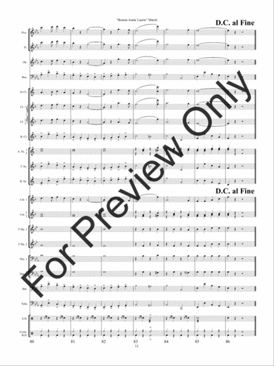 Bonnie Annie Laurie March (Score) Concert Band scores gallery preview page 14