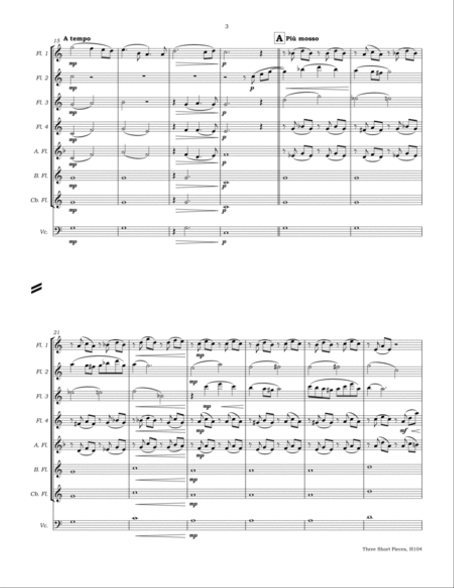 Three Short Pieces H104 for Flute Choir Flute Choir scores gallery preview page 6
