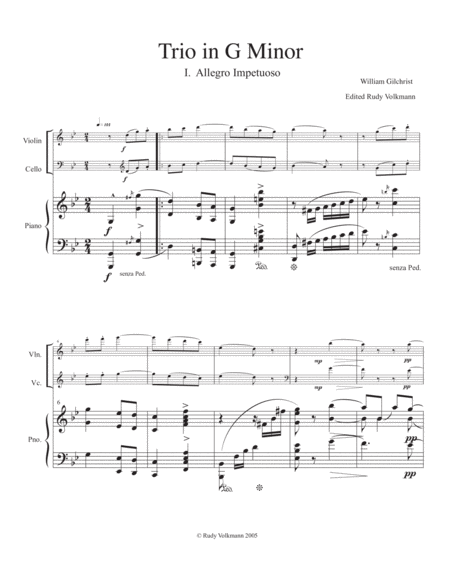 Piano Trio in G Minor by William Wallace Gilchrist, edited and annotated by Rudy Volkmann image number null