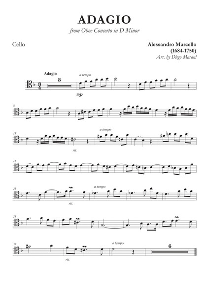 Marcello's Adagio for Cello and Piano image number null