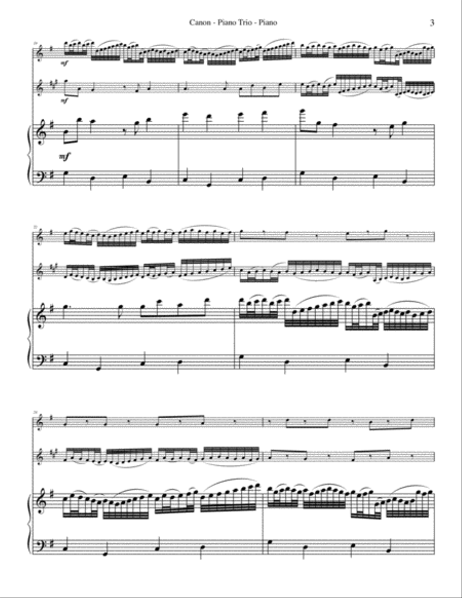 Pachelbel's Canon for Flute, Clarinet & Piano Woodwind Duet scores gallery preview page 3