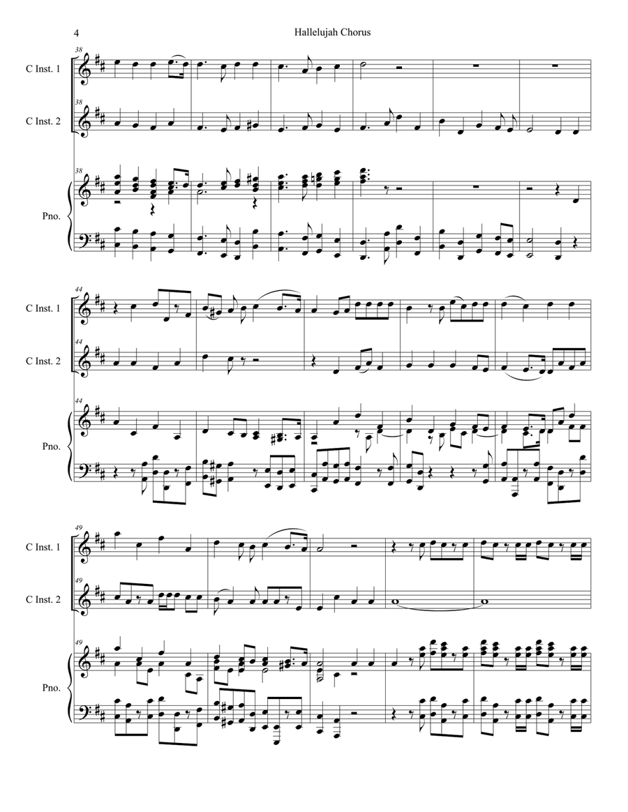Hallelujah Chorus (Duet for C-Instruments) Flute scores gallery preview page 4
