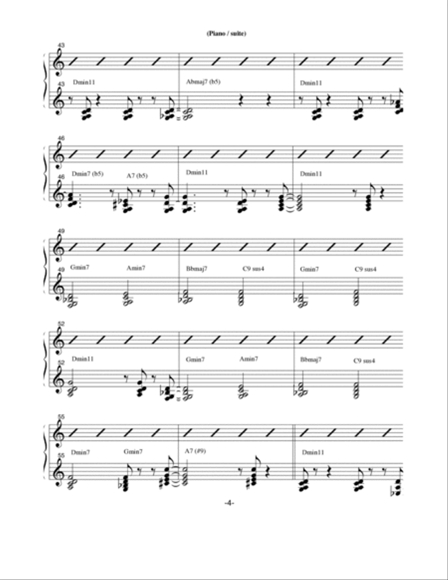 Jazz à Nous / Pour quatuor de Saxophones, guitare, Contrebasse et Batterie - Score Only Jazz Ensemble scores gallery preview page 4