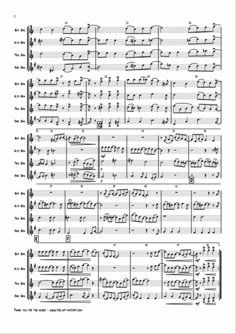 Thank You For The Music Saxophone Quartet scores gallery preview page 2