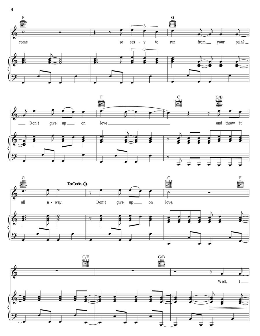 Don't Give Up Piano, Vocal, Guitar scores gallery preview page 4